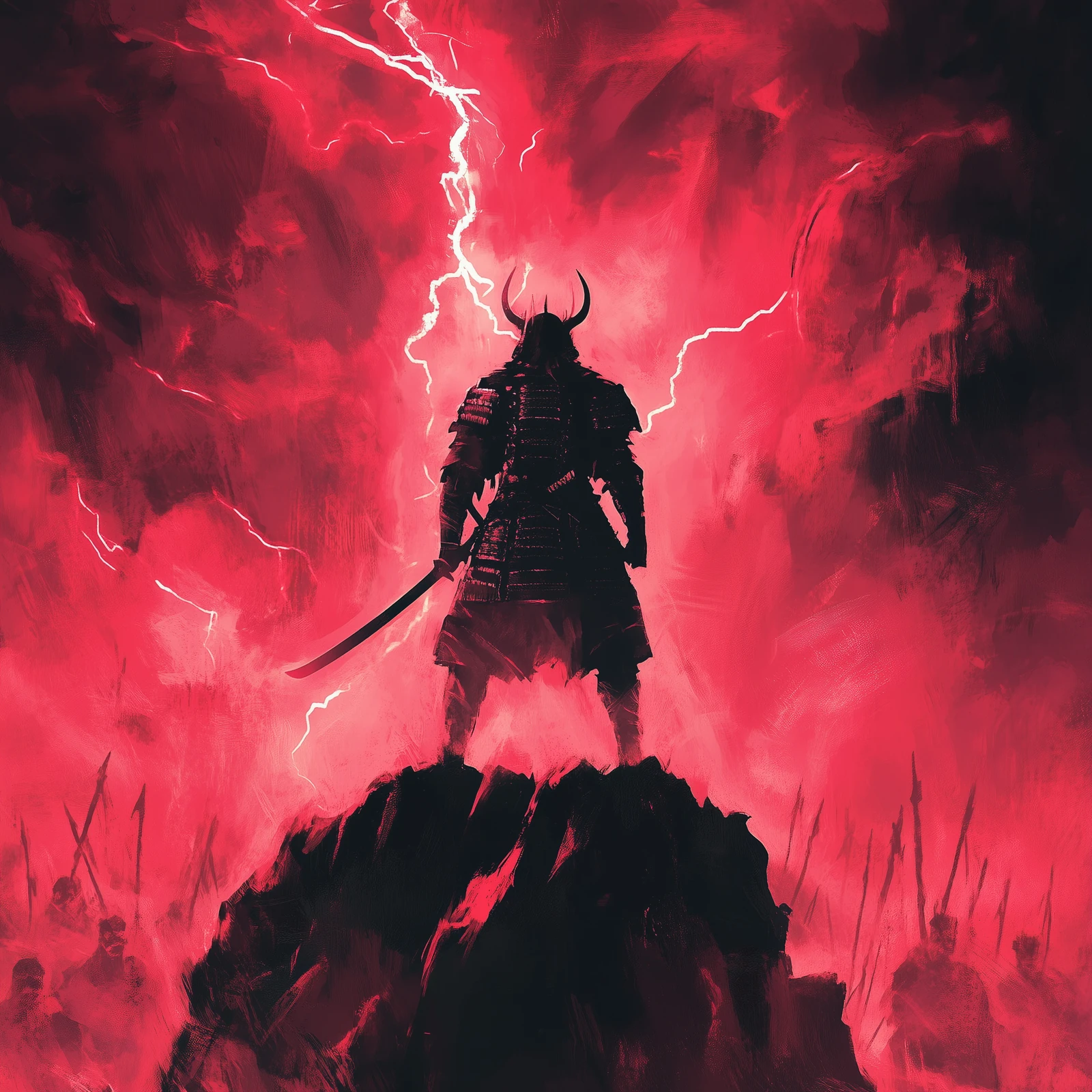 Raizen standing in front of a Demon army